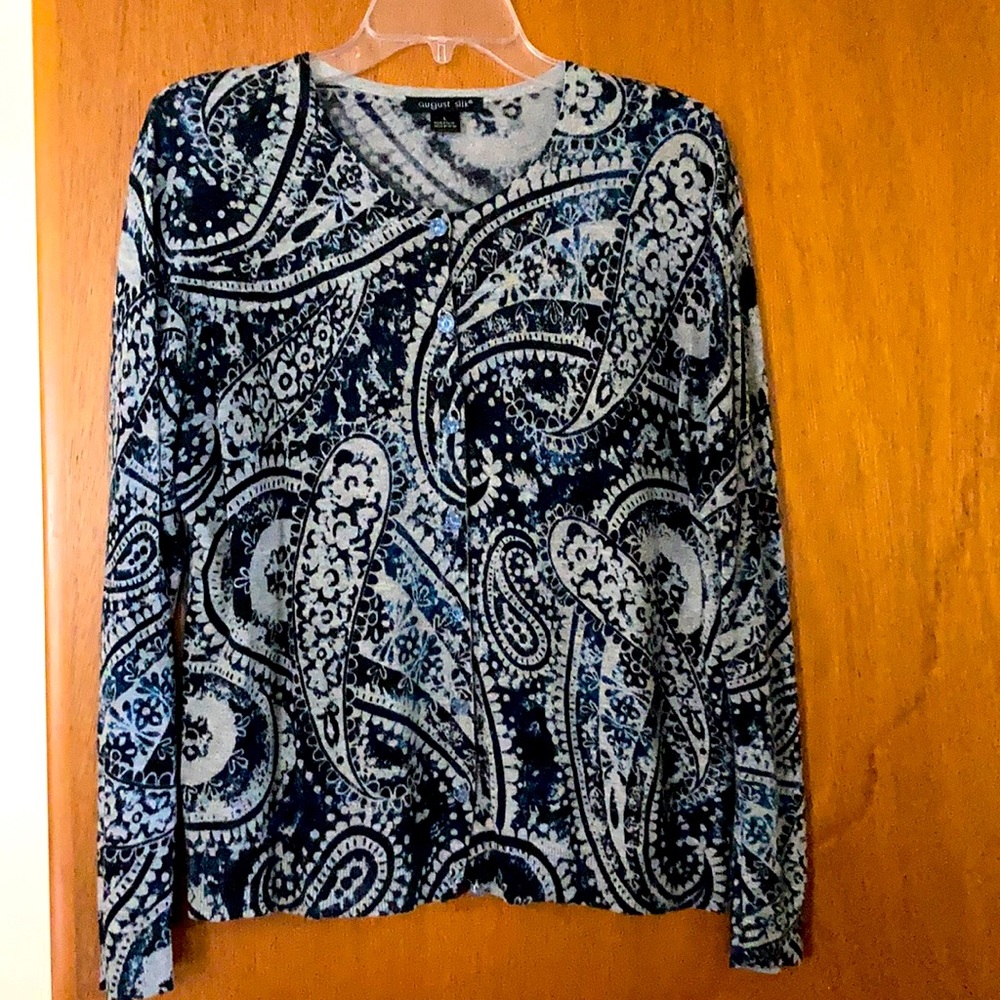 August Silk Button Sweater